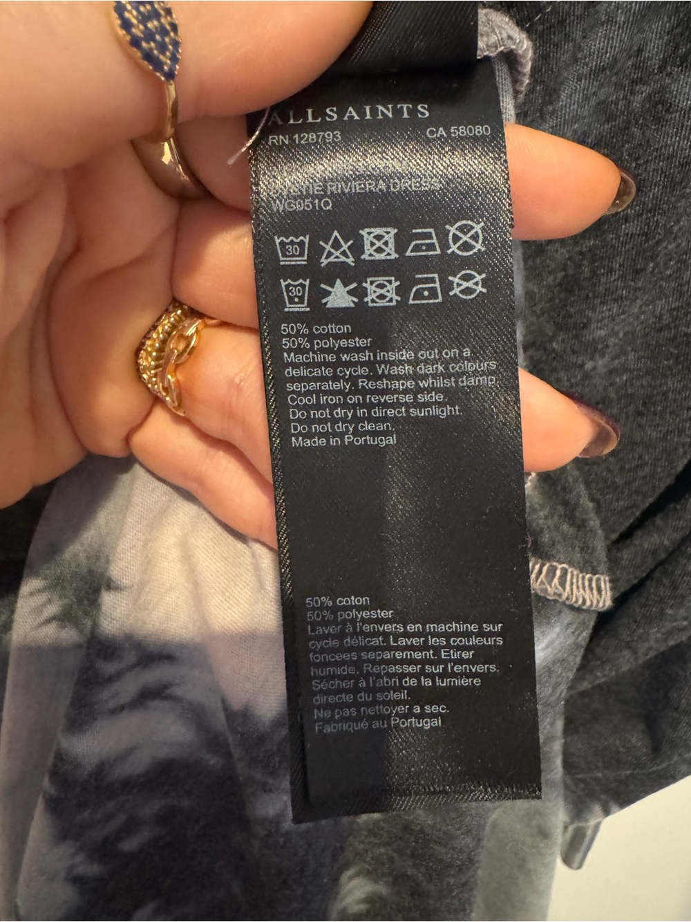 ALLSAINTS Tie Dye Draped Asymmetric Dress Size Small - Picture 6 of 6